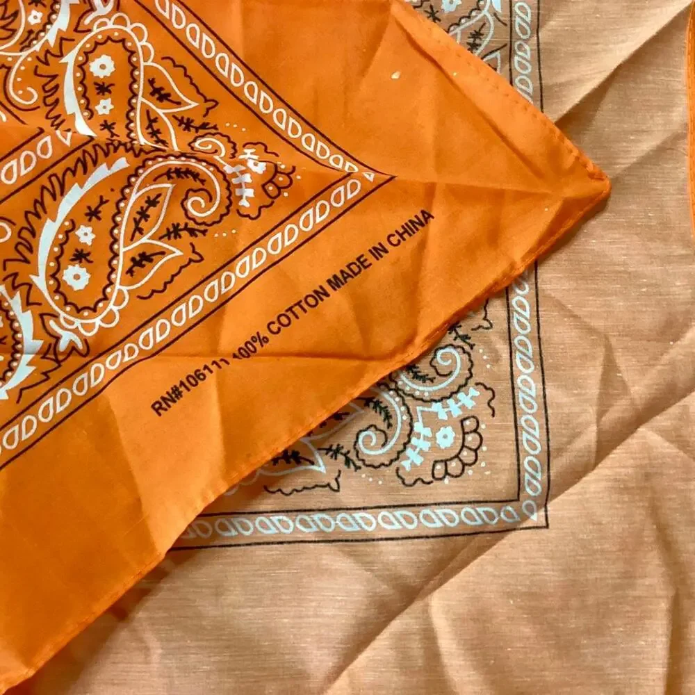 Orange Paisley Cotton Bandana